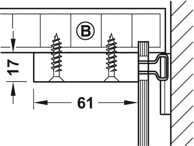 Cabinet Hanger, Screw Fixing, Unhanded, Two-Way Adjustment