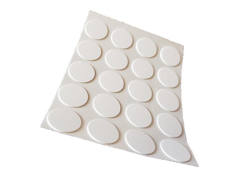 Self Adhesive Screw Cover Caps. Nail and Cam Covers 13mm - White (20)