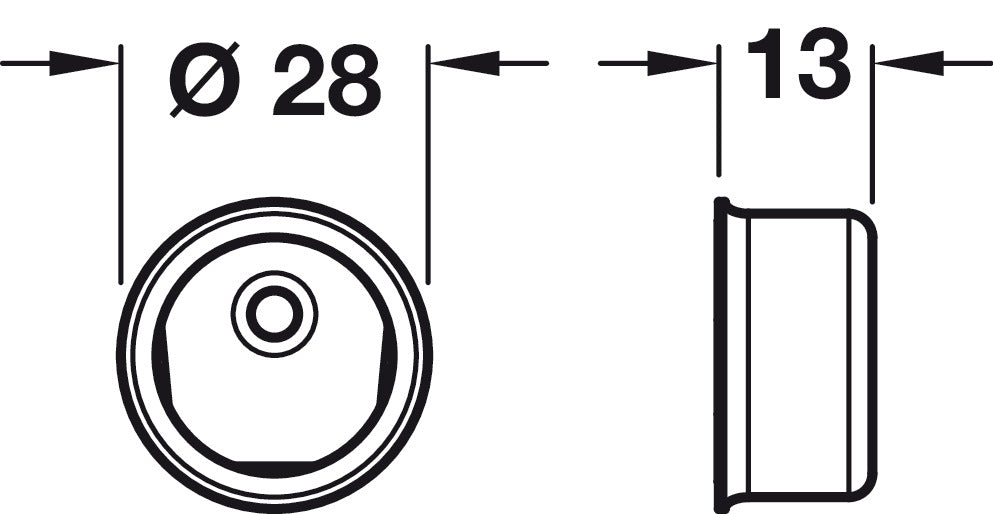 Hafele Invisfix Wardrobe Rail Socket for 19mm Round Rails, Zinc Alloy