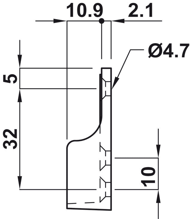Hafele Oval Wardrobe Rail End Support, 3 Hole, for 15mm Oval Rails