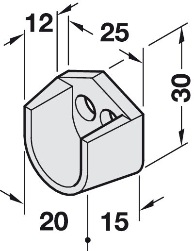 Hafele white plastic end support bracket for 15mm oval wardrobe hanging rails – image 2