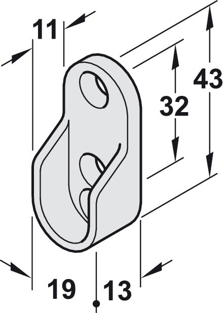 Polished nickel plated 3-hole end support bracket for 15mm wide oval wardrobe rails – image 2