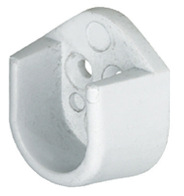 Rail End Support, for use with Oval Wardrobe Rails 15mm Wide White