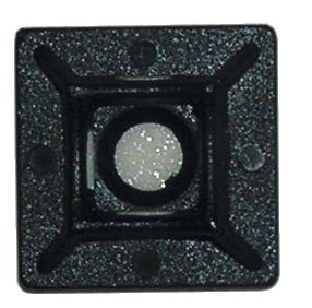 Black self-adhesive cable tie base mount, 19 x 19 x 3.6mm
