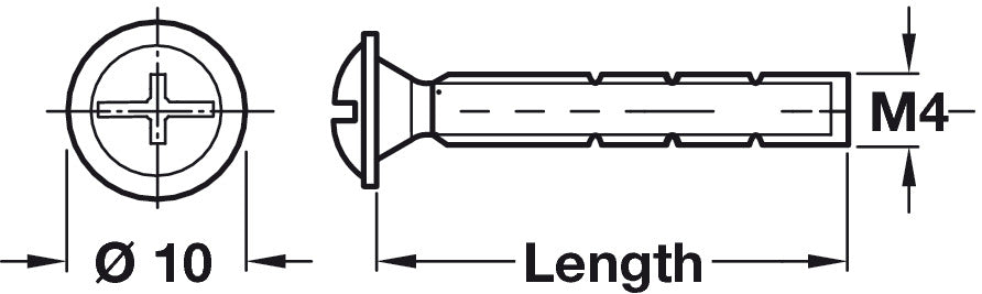 M4 snap-off handle screw with flat combi-cross head and segmented breakaway shank – image 3