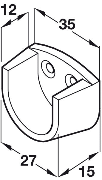 Hafele white plastic wardrobe rail end support for 20mm round hanging rails – image 2