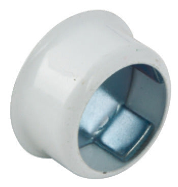White 19mm wardrobe rail end socket with concealed fixing