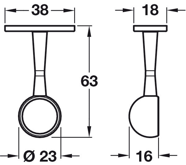 White wardrobe rail end support bracket for 19mm round hanging rails – image 2