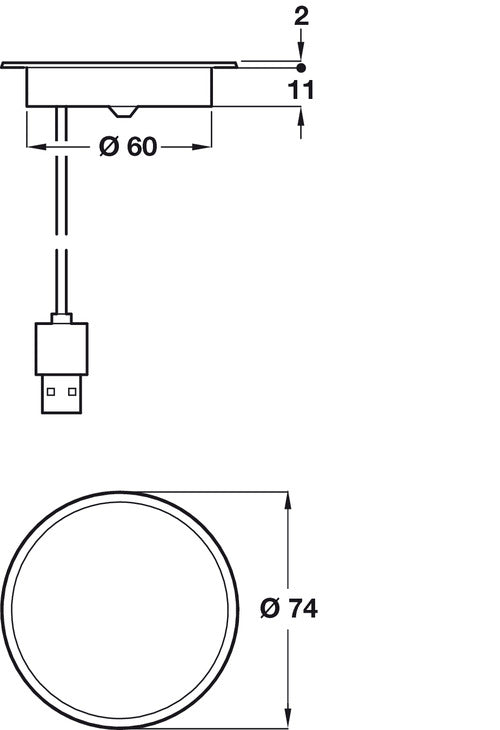 Recessed wireless surface charger with black top and silver rim, supplied with UK USB plug – image 3