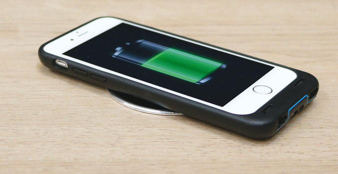 Recessed wireless surface charger with black top and silver rim, supplied with UK USB plug – image 2