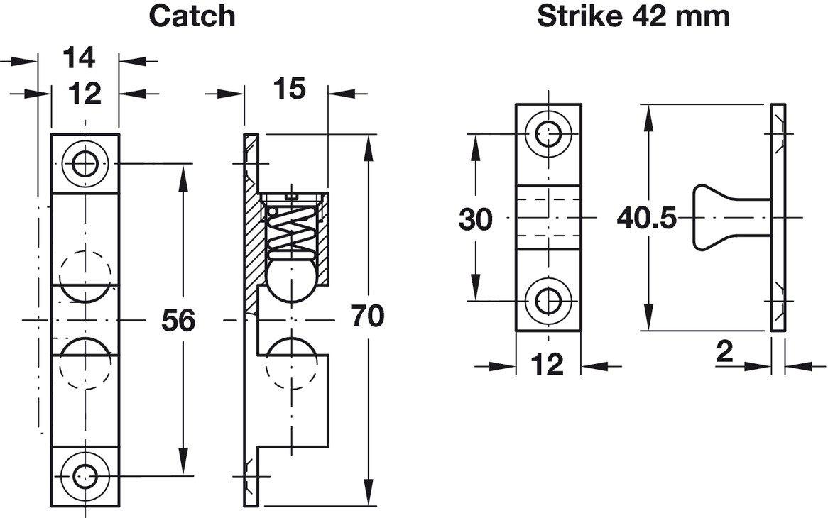 Twin Ball Catch, for Screw Fixing 70mm