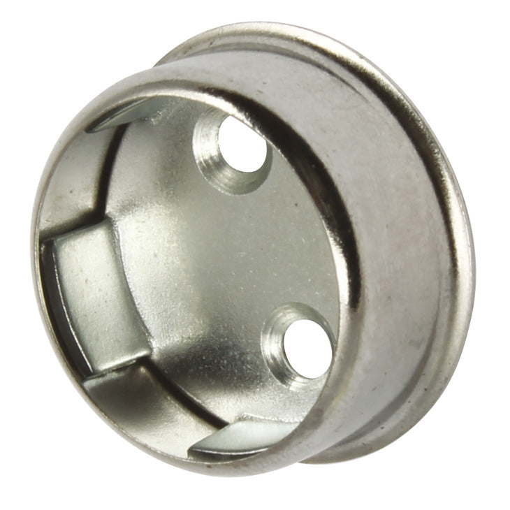 Chrome plated steel wardrobe rail end socket for 25mm round rails
