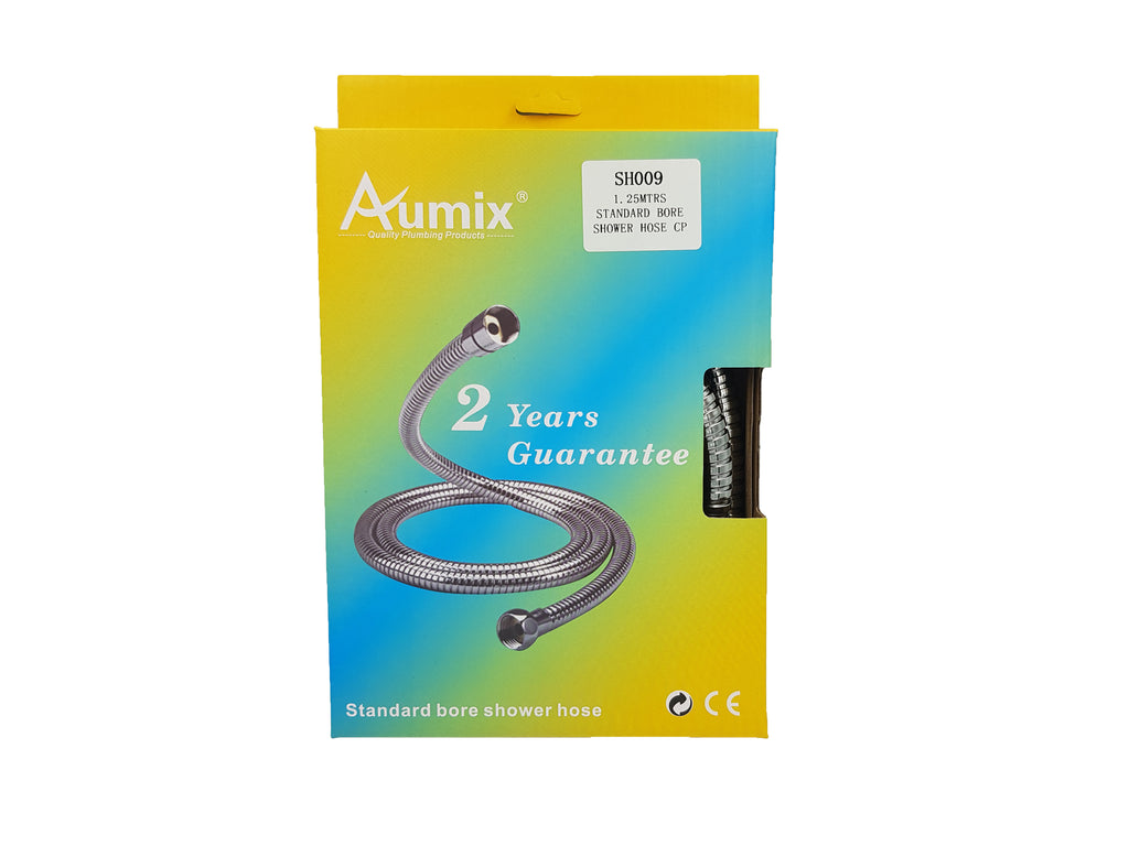 Aumix 1.25m stainless steel anti-kink double lock replacement shower hose with chrome finish – image 2
