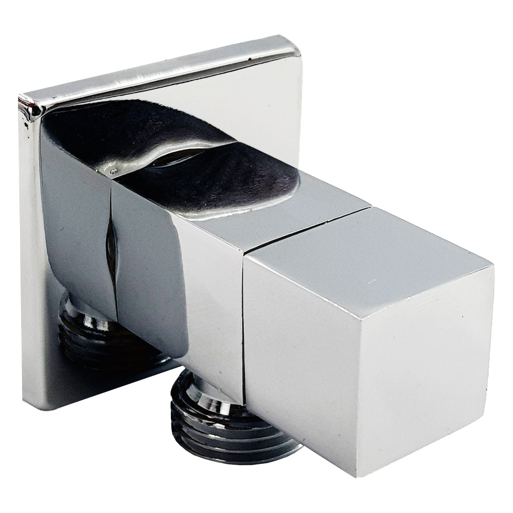 Aumix chrome square design half inch quarter turn angle shut off valve with flange for douche spray