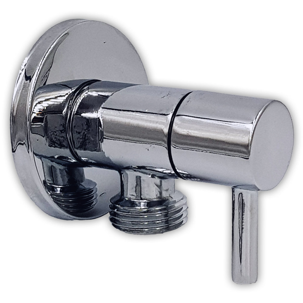 Aumix chrome round design half inch quarter turn angle shut off valve with flange for douche spray