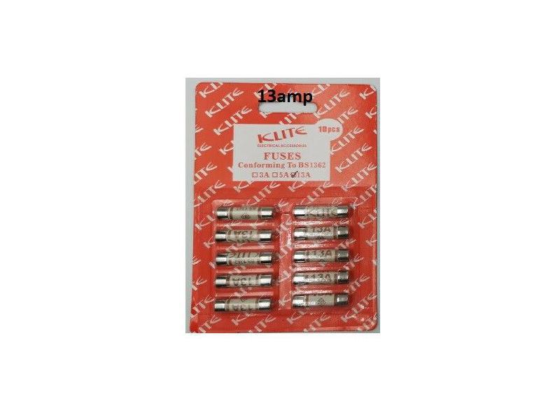 Klite 13A 240V domestic mains plug cartridge fuses