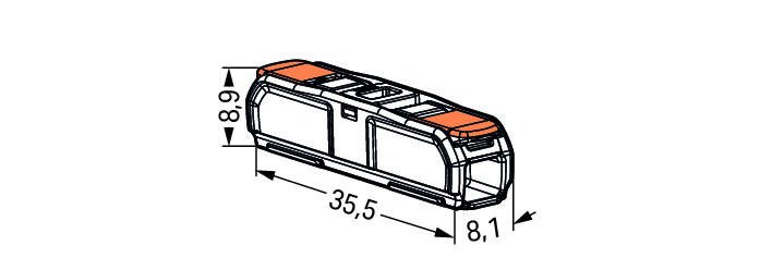 WAGO 221-2411 inline splicing connector with orange lever and transparent housing for joining two wires – image 3