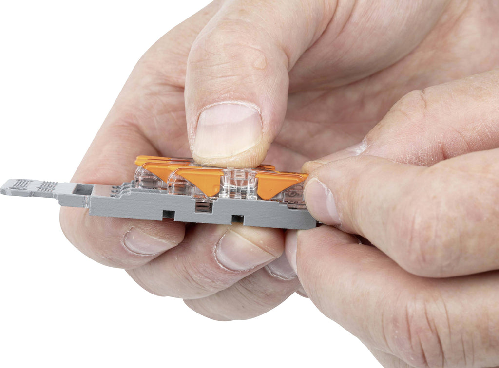 WAGO 221-2411 inline splicing connector with orange lever and transparent housing for joining two wires – image 5