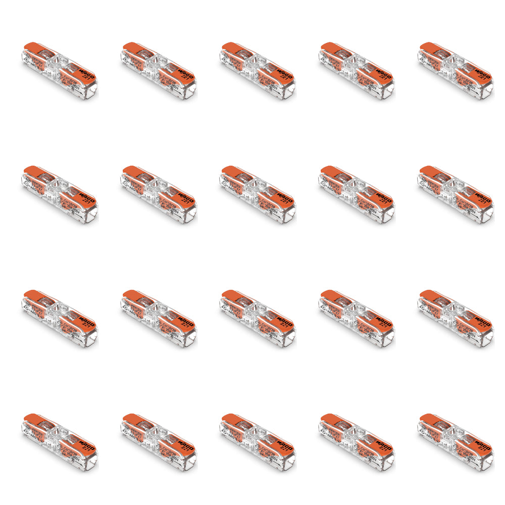 WAGO 221-2411 inline splicing connector with orange lever and transparent housing for joining two wires – image 10