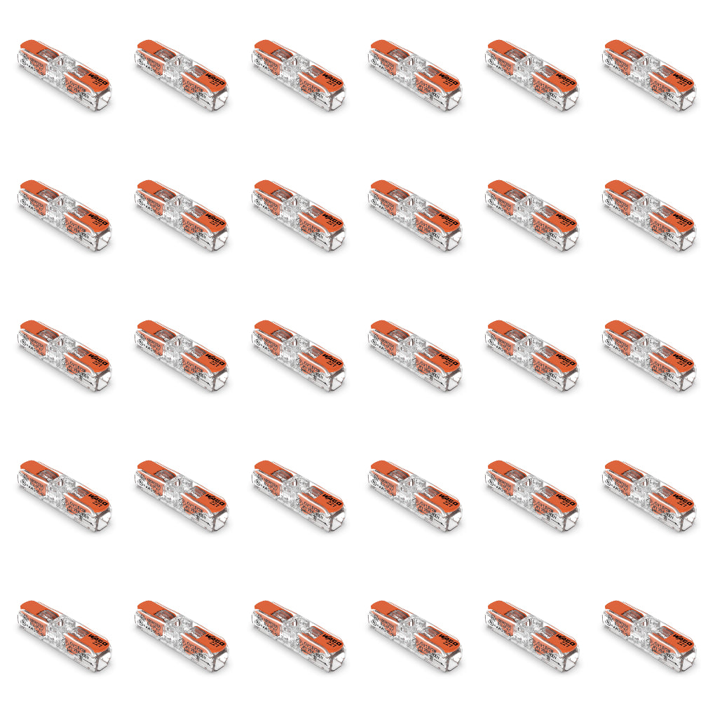 WAGO 221-2411 inline splicing connector with orange lever and transparent housing for joining two wires – image 11