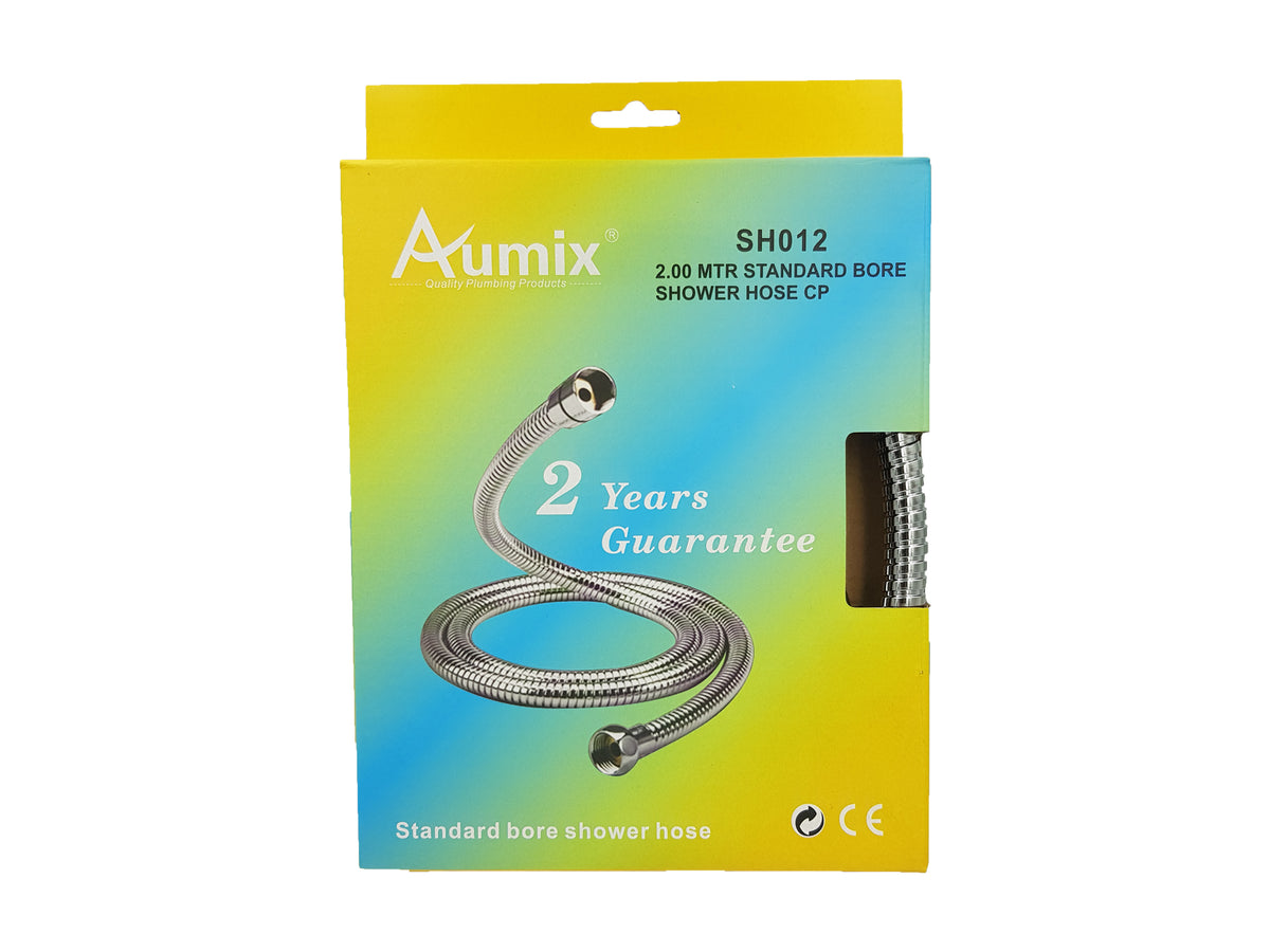 Aumix 2m stainless steel anti-kink double lock replacement shower hose with chrome finish – image 2