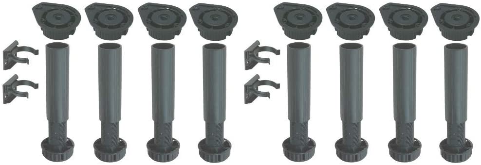 Adjustable black plastic plinth foot set 150 to 180mm with plinth clips – image 4