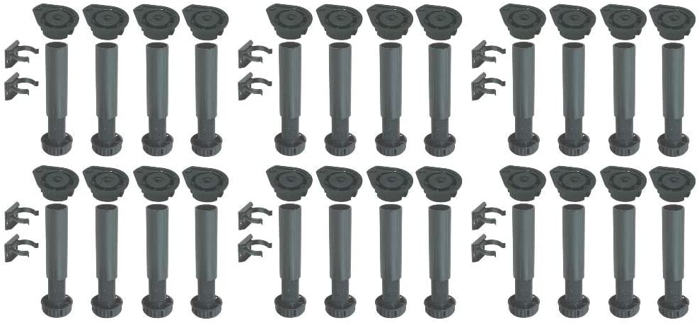 Adjustable black plastic plinth foot set 150 to 180mm with plinth clips – image 6