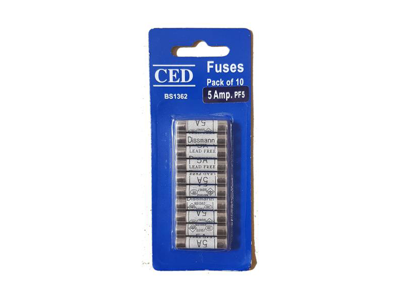 5 amp BS 1362 domestic cartridge fuses for UK 240V household mains plugs