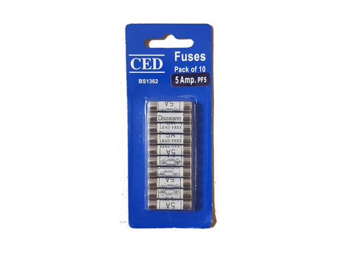 5 amp BS 1362 domestic cartridge fuses for UK 240V household mains plugs