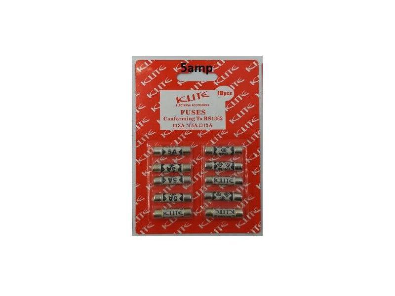 Klite 5 amp domestic cartridge fuses for UK 240V household mains plugs