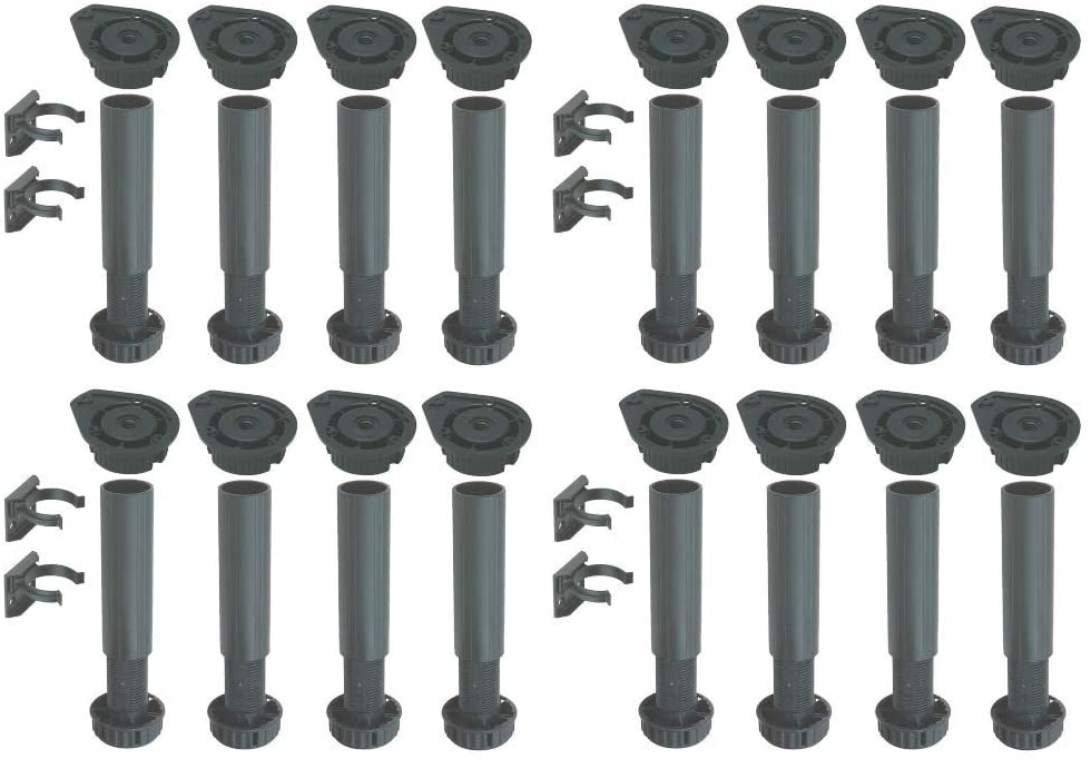 Adjustable black plastic plinth foot set 150 to 180mm with plinth clips – image 5