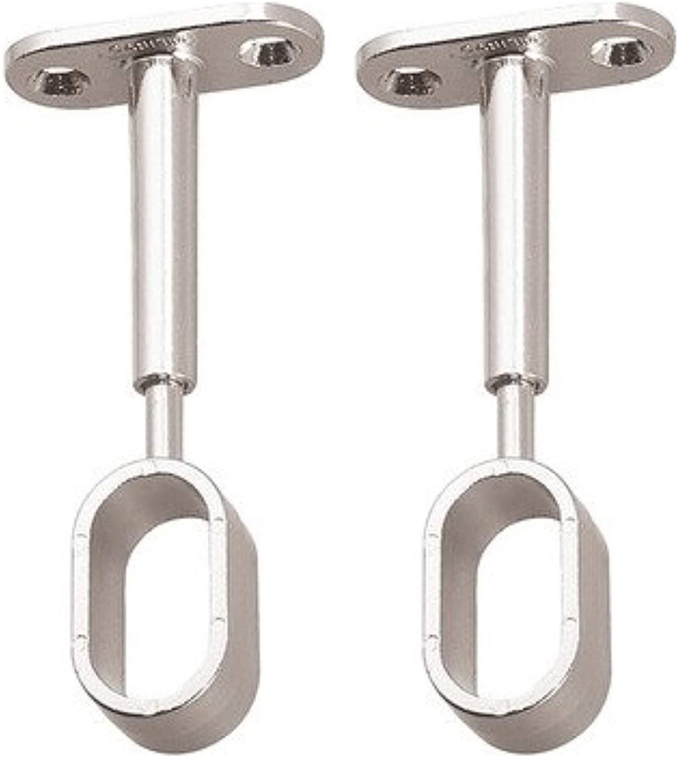 Oval Wardrobe Rail Centre Supports Brackets 15mm Height Adjustable Polished Chrome