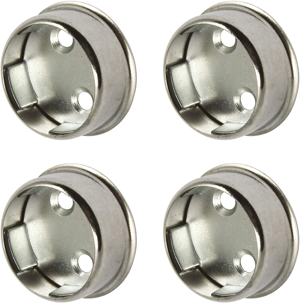 Chrome plated steel wardrobe rail end socket for 25mm round rails – image 4