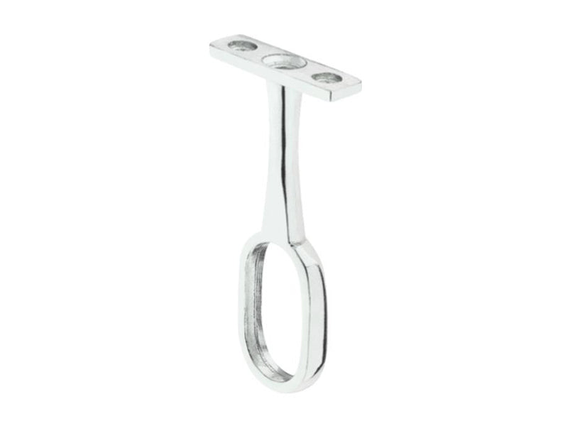 Polished chrome centre support bracket for 15mm wide oval wardrobe rails