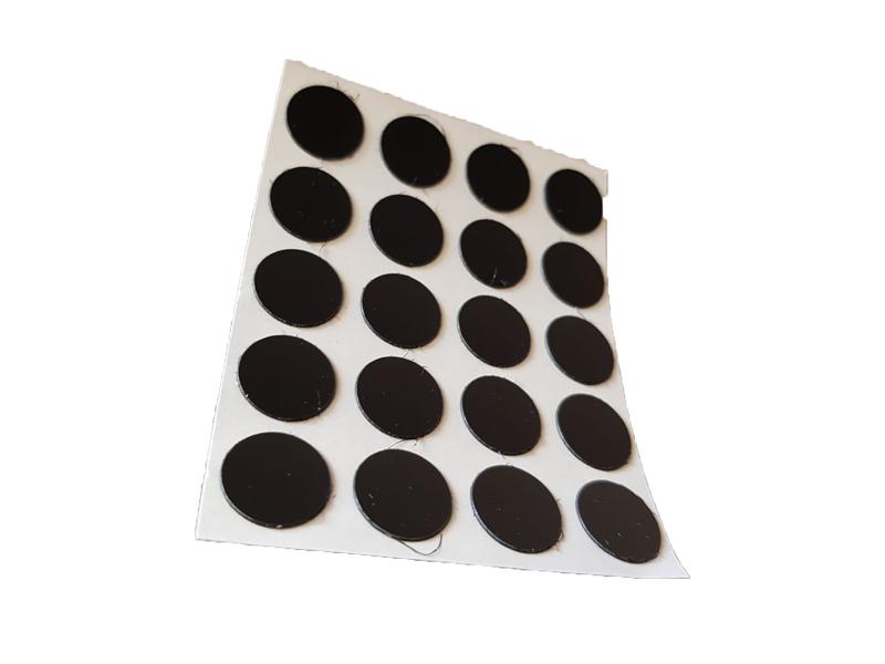 Self Adhesive Screw Cover Caps. Nail and Cam Covers 13mm - Black (20)