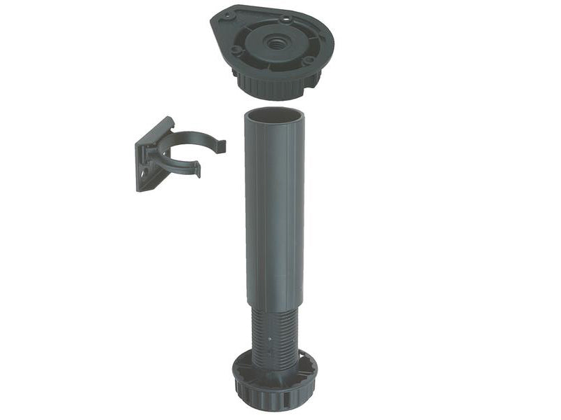 Adjustable black plastic plinth foot set 150 to 180mm with plinth clips – image 2
