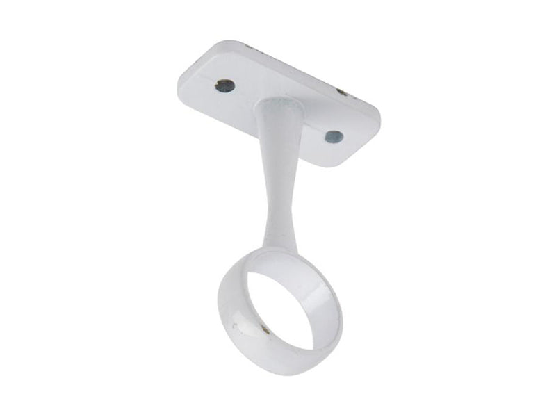 White wardrobe rail centre support bracket for 19mm round hanging rails