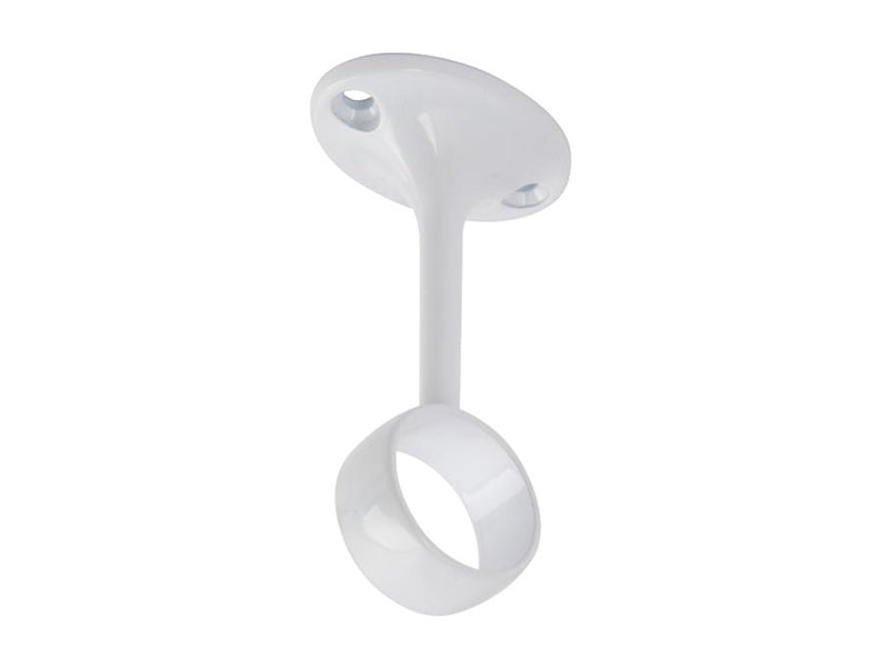 White wardrobe rail centre support bracket for 25mm round hanging rails