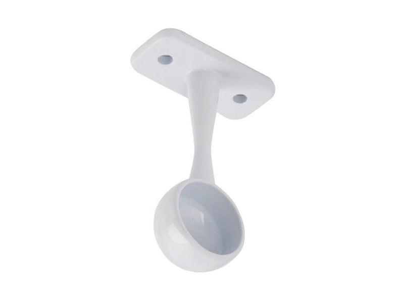 White wardrobe rail end support bracket for 19mm round hanging rails