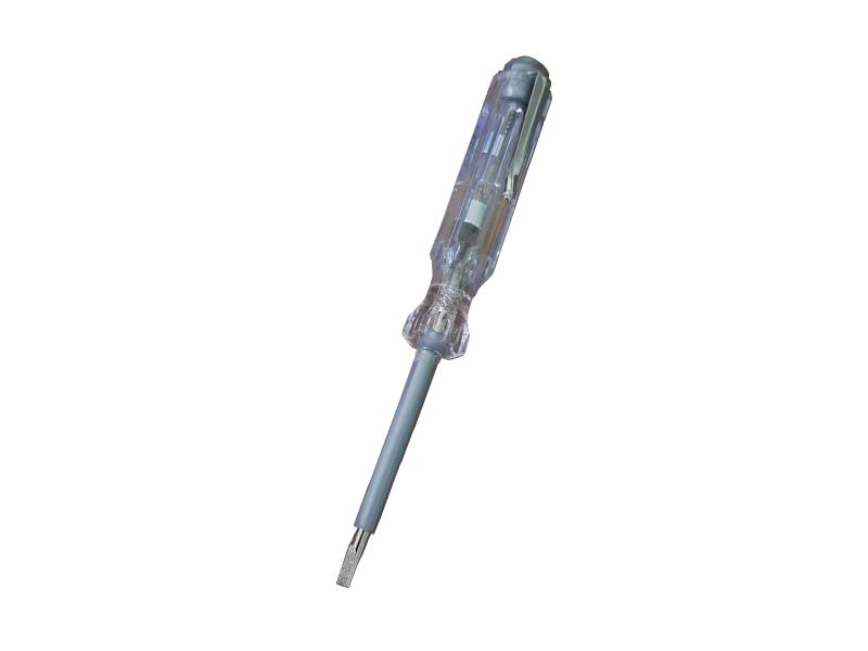 14cm neon mains voltage tester screwdriver with clear insulated handle and slotted blade