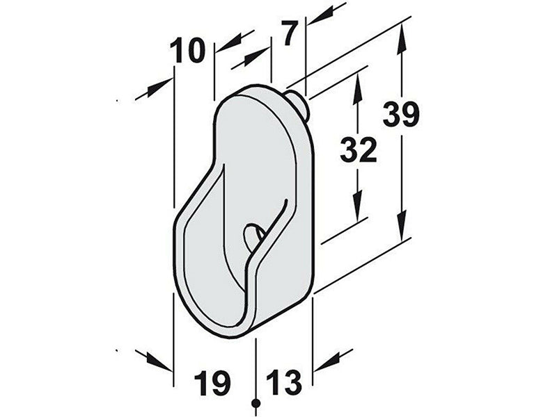 Nickel plated 1-hole end support for 15mm wide oval wardrobe rails with locating dowels – image 2