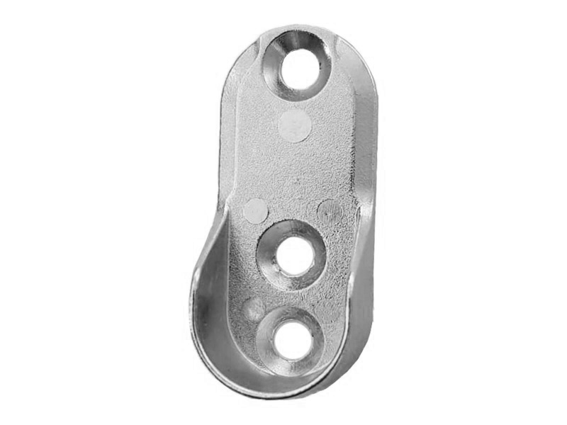 Polished nickel plated 3-hole end support bracket for 15mm wide oval wardrobe rails